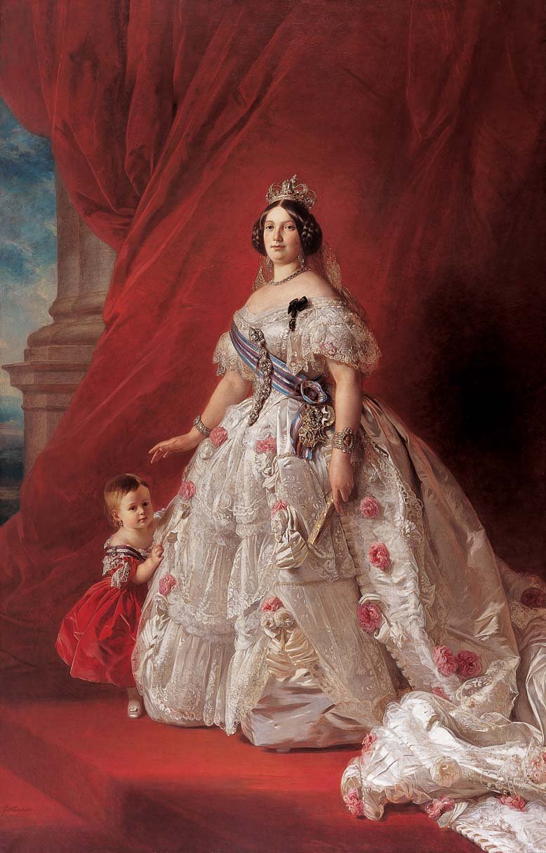 II. Izabella spanyol királyné és lánya, Izabella portréja alkotó: Franz Xaver Winterhalter
