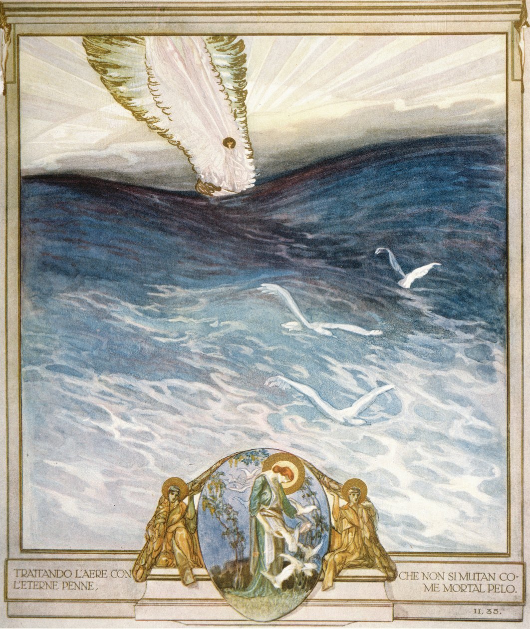 Illusztráció Dante „Isteni színjátékához”, Purgatórium, II. ének: 1921. 35. alkotó: Franz von Bayros