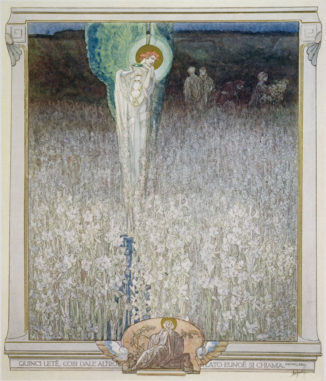 Illusztráció Dante „Isteni színjátékából”, Purgatórium, XXVIII. ének: 130, 1921 alkotó: Franz von Bayros