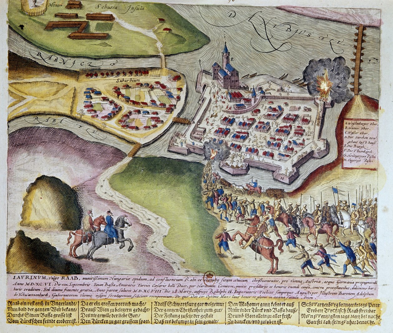 Raab elfoglalása Adolf Schwarzenberg által 1598. március 28-án. 1653 Franz Hogenberg (1535-1590) metszete, Cabinet des Estampes, B.N, Párizs. alkotó: Franz (after) Hogenberg