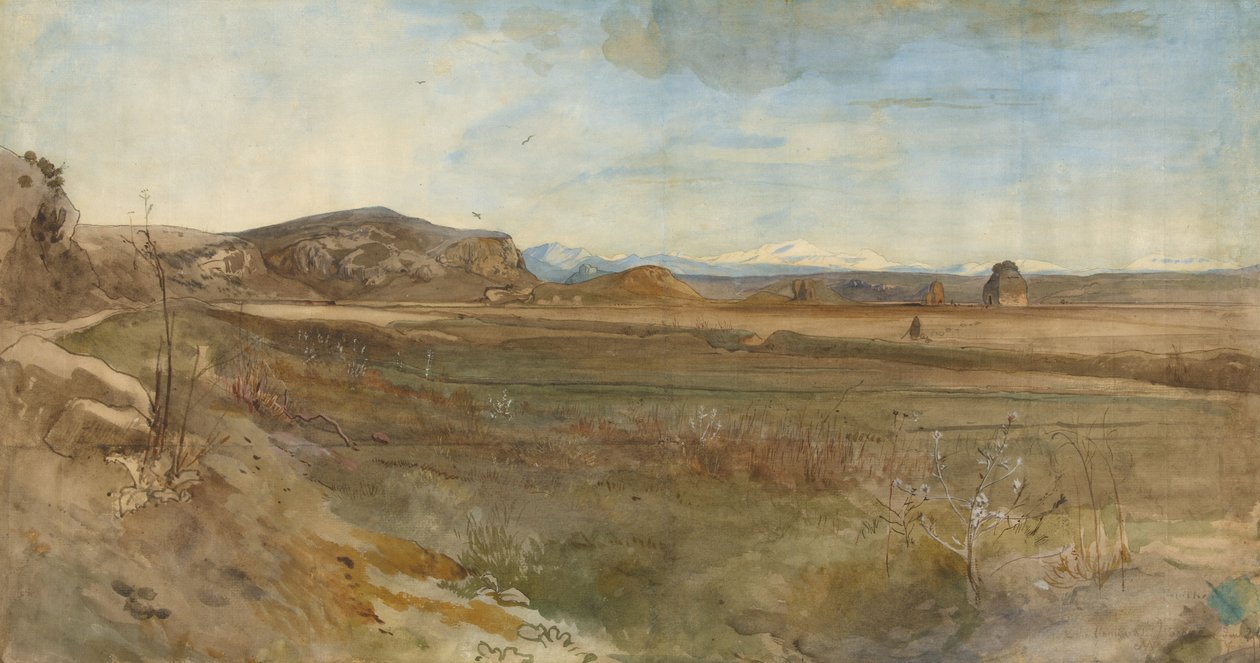 Campagna tájkép a Via Flaminia útvonalon alkotó: Franz Albert Venus