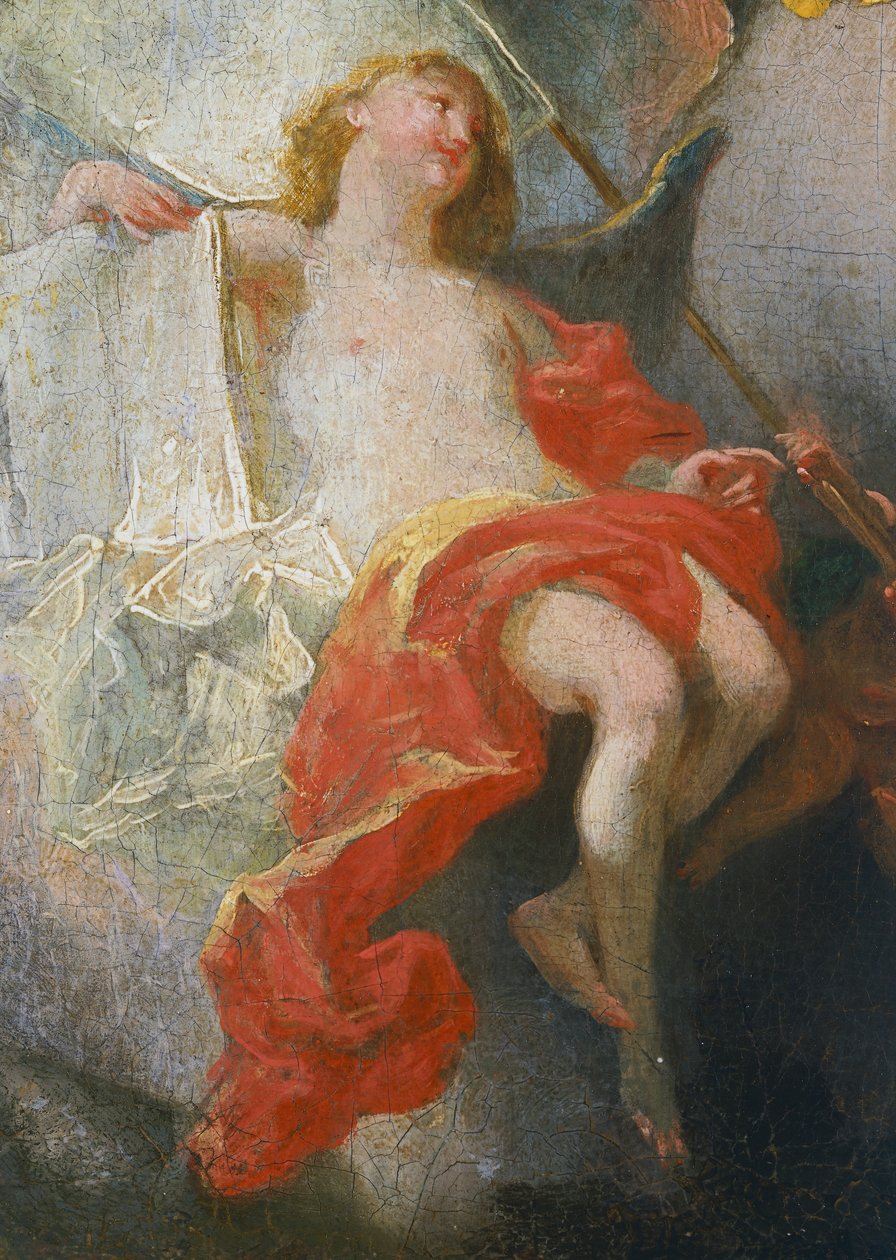 Angyalok, Franz Anton Maulbertsch (1724-1796) részlete A jezsuiták egész világra irányuló küldetésének allegóriájából. Németország alkotó: Franz Anton Maulbertsch