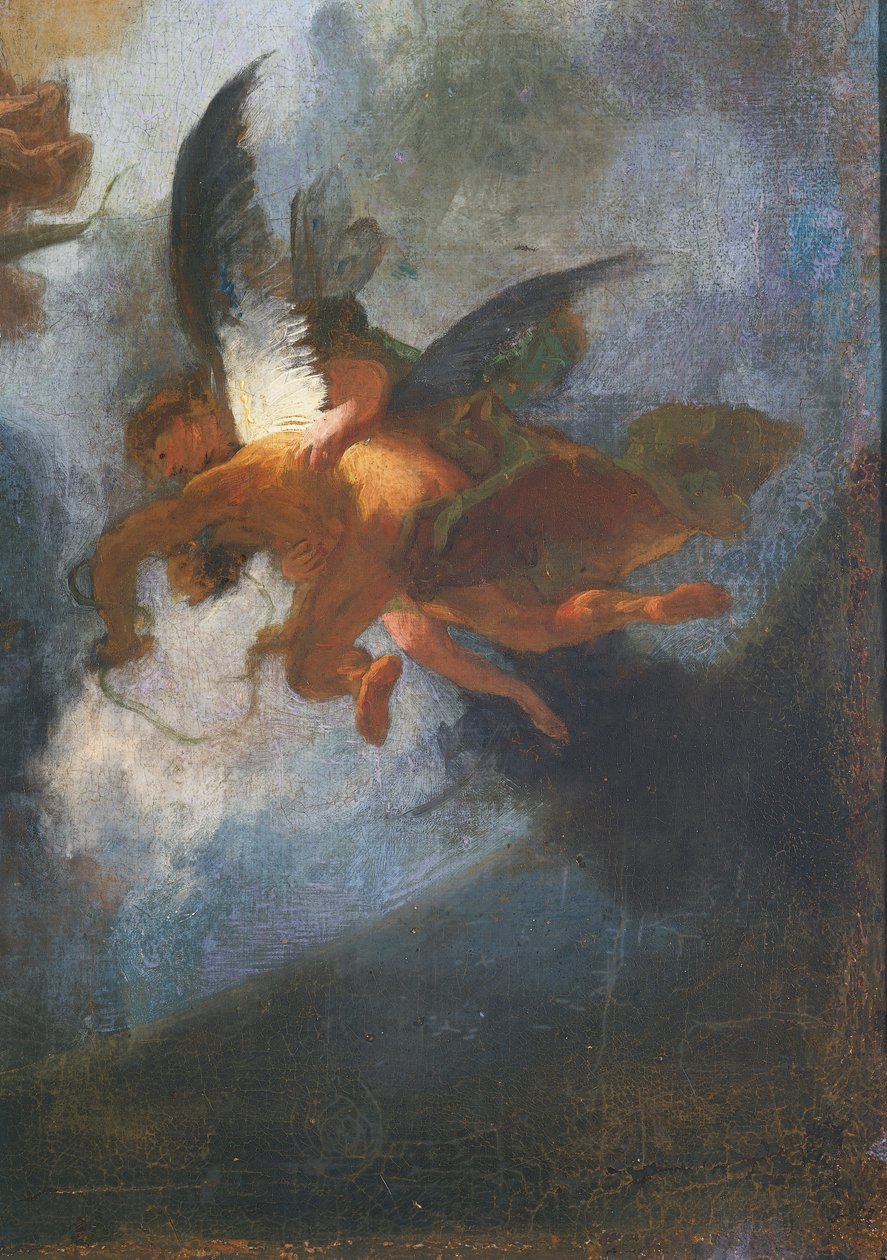 Angyalok, részlet: Franz Anton Maulbertsch (1724-1796) A jezsuiták egész világra irányuló küldetésének allegóriájából. Németország alkotó: Franz Anton Maulbertsch