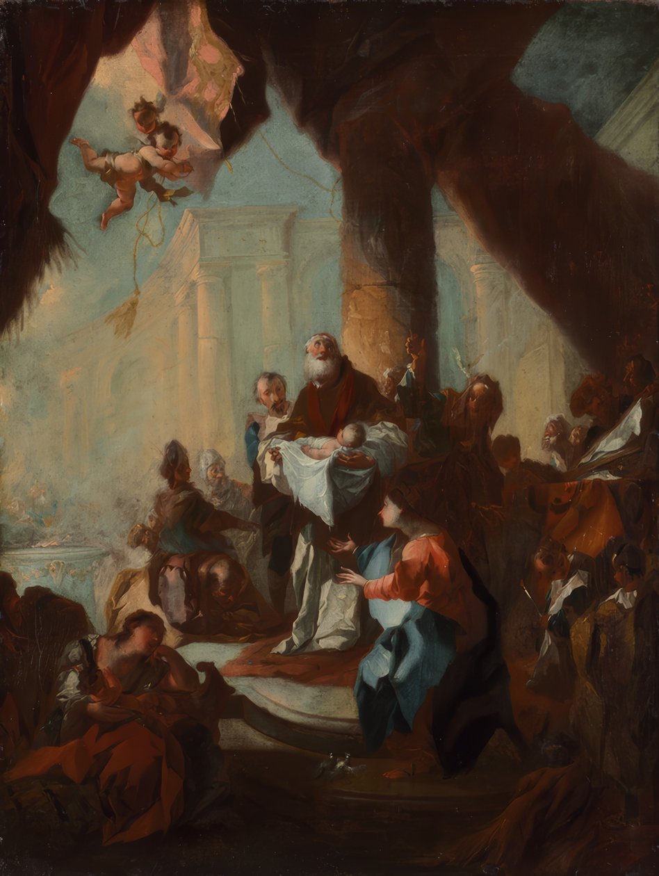 Tanulmány "Krisztus bemutatása a templomban" (Szent Ulrich számára, Bécs) alkotó: Franz Anton Maulbertsch