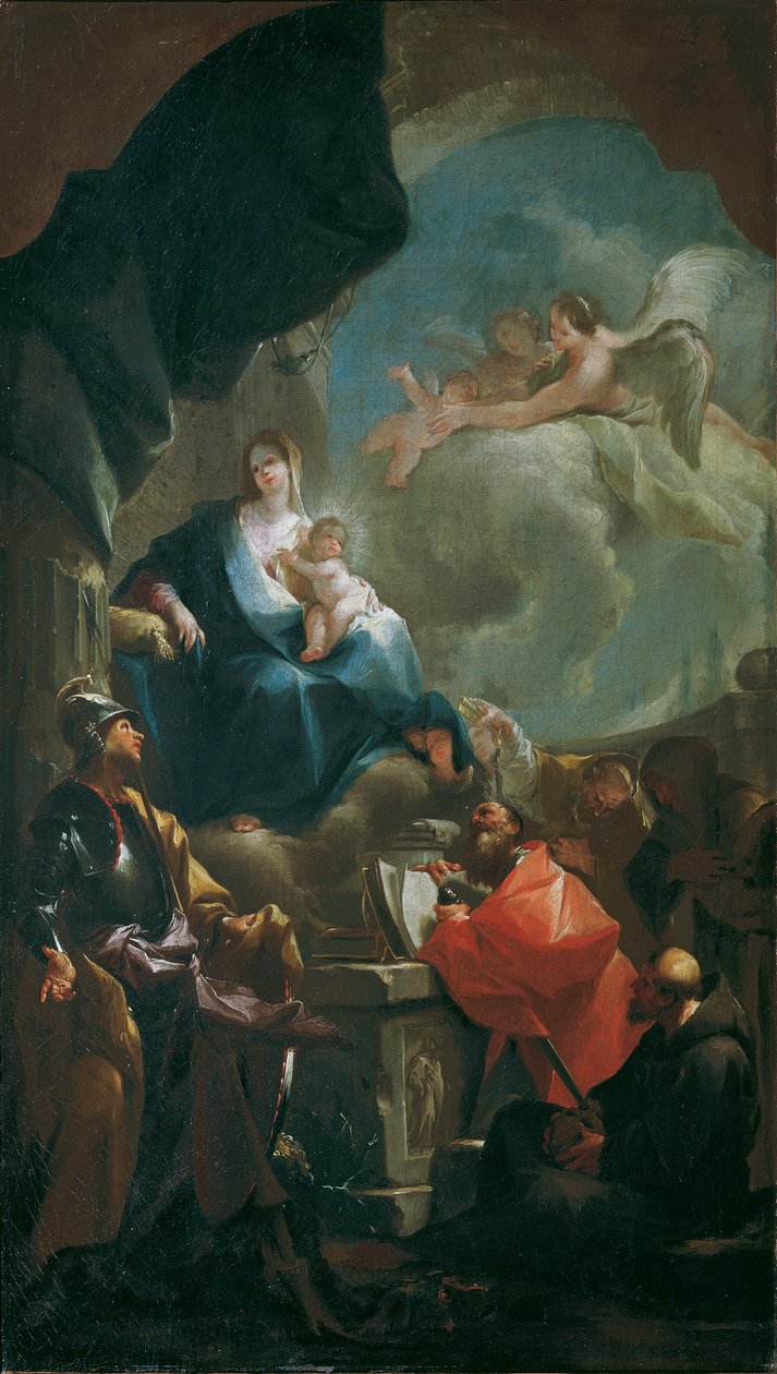Madonna és Gyermek trónol, szentek imádják alkotó: Franz Anton Palko