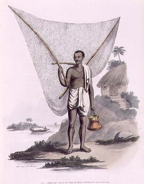Egy indiai halász, Thomas Vivares (1735-90 körül) metszete, kiadó: Edward Orme. alkotó: Franz Balthazar (after) Solvyns