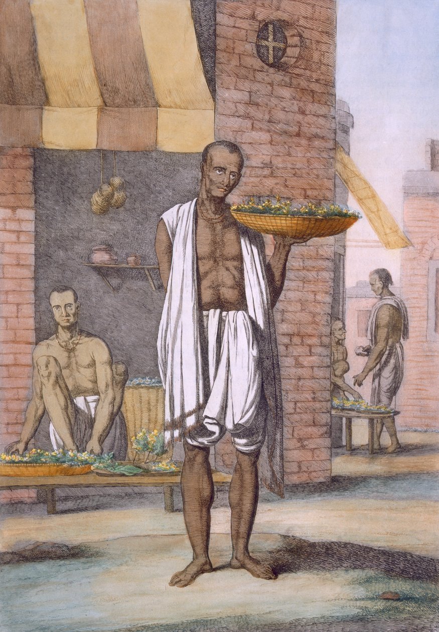Virágemberek, "A hinduk, avagy viselkedésük, jelmezeik és szertartásaik leírása", 1808-1812 körül (színes rézkarc) alkotó: Franz Balthazar Solvyns