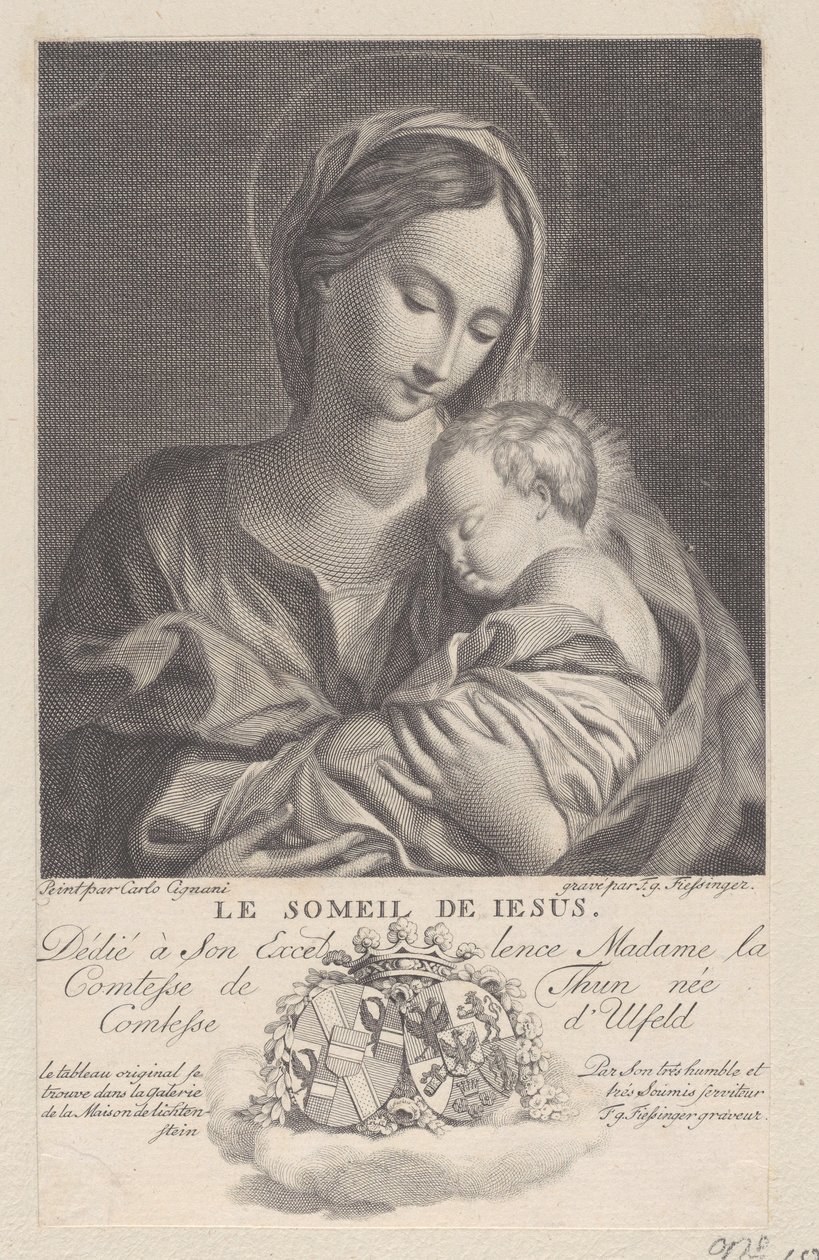 Szűz és gyermek, karjában alvó Krisztus-gyermekkel Le Sommeil de Jesus, 1743-1807. alkotó: Franz Gabriel Fiessinger