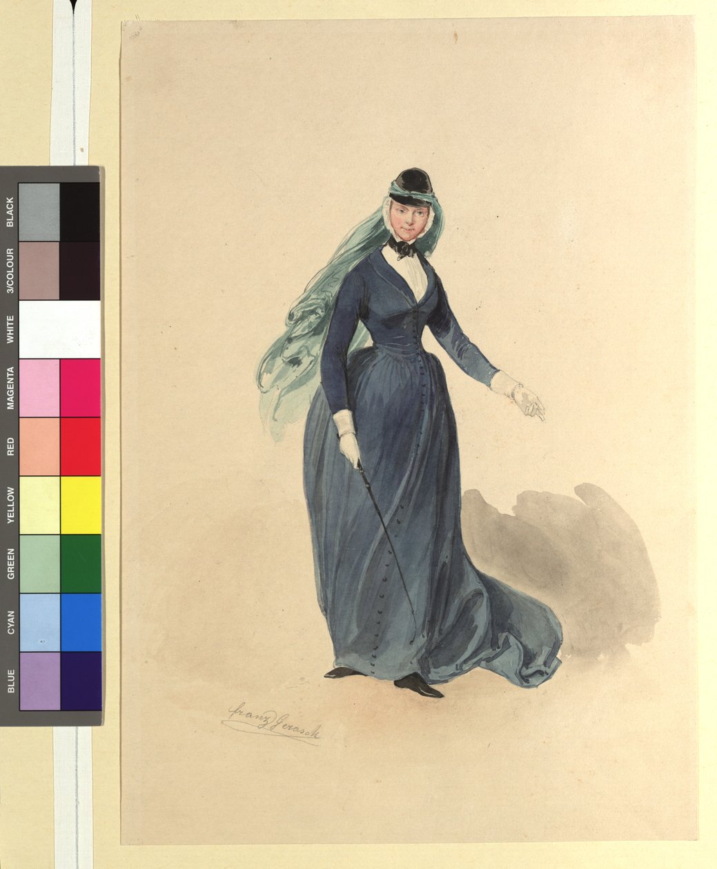 Ida Schuselka-Brüning Lady Piron szerepében a "Mária, az ezred lánya" című műben alkotó: Franz Gerasch