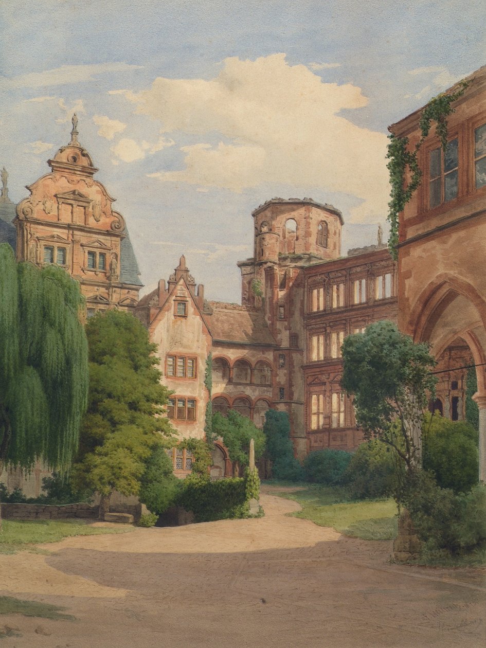 Kilátás a heidelbergi kastélyra alkotó: Franz Heinrich