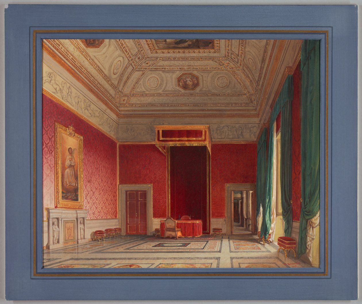 Rajz, Sala del Thorvaldsen, Róma, 1845 alkotó: Franz Heinrich