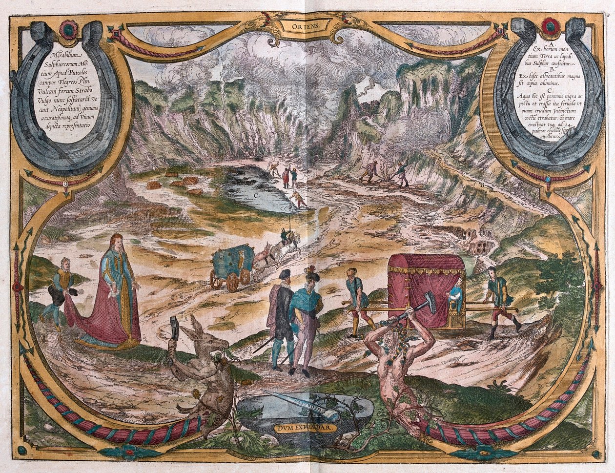 Champs Flegreens, Nápoly közelében, Olaszország (metszet alkotó: Franz Hogenberg