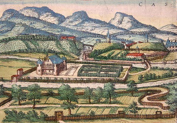 Részlet Kassel látképéről, a Civitates orbis terrarumból, Georg Braun szerkesztette (színes metszet) alkotó: Franz Hogenberg