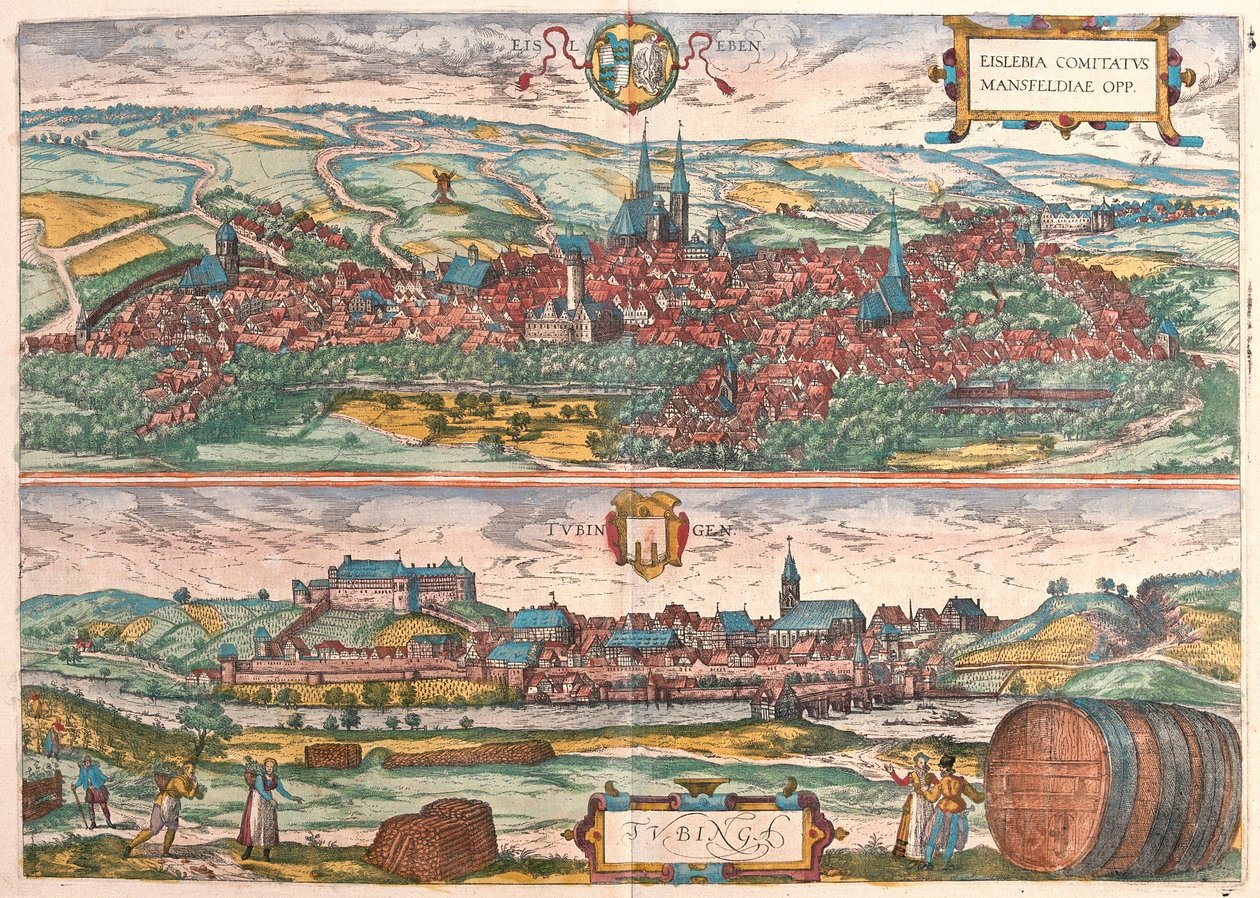 Eisleben és Tubingen, Németország (metszet alkotó: Franz Hogenberg