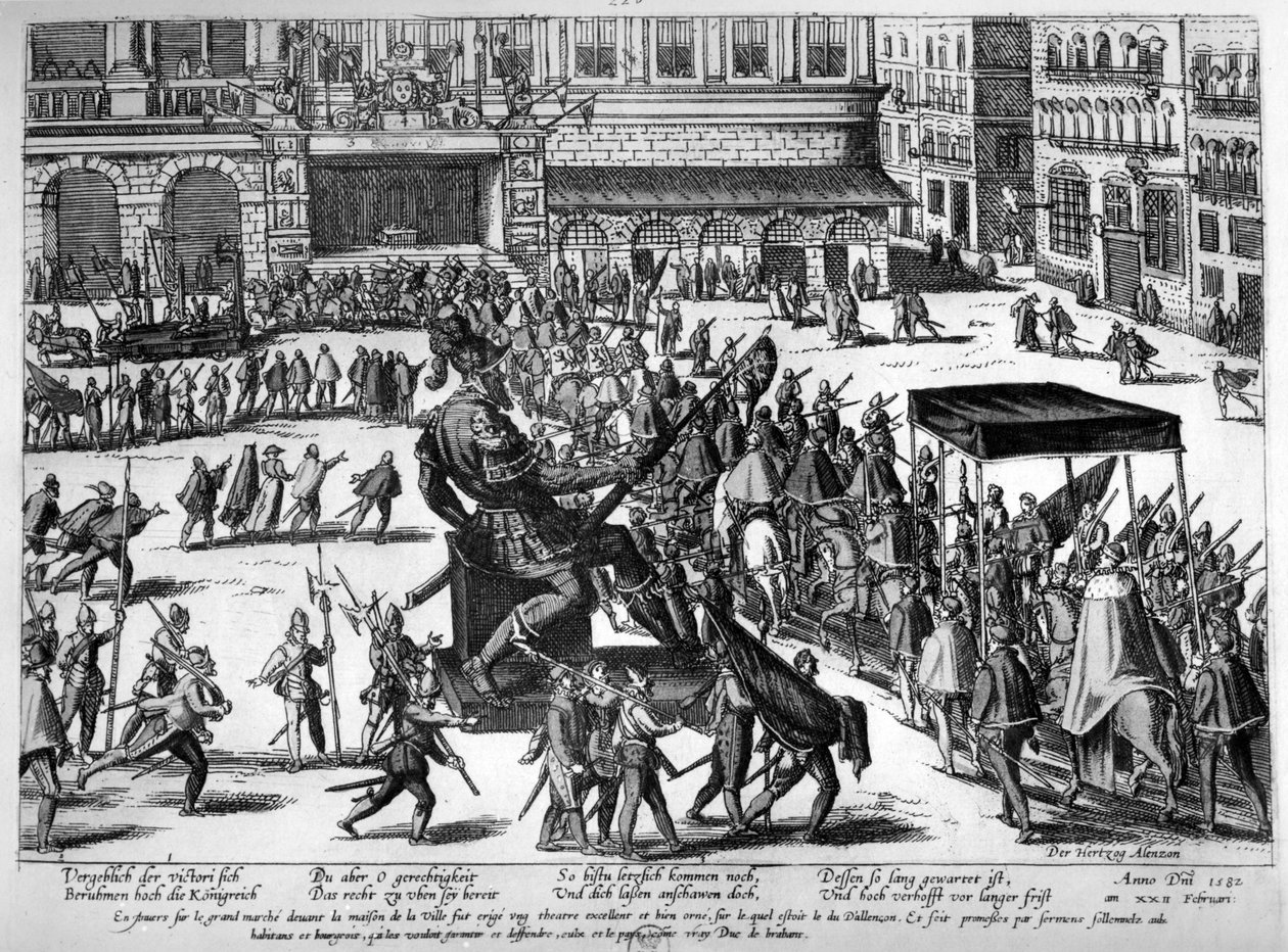 A francia Hercule Francois, Alencon hercegének (1554-84) belépése Antwerpenbe, 1582. február 19. alkotó: Franz Hogenberg
