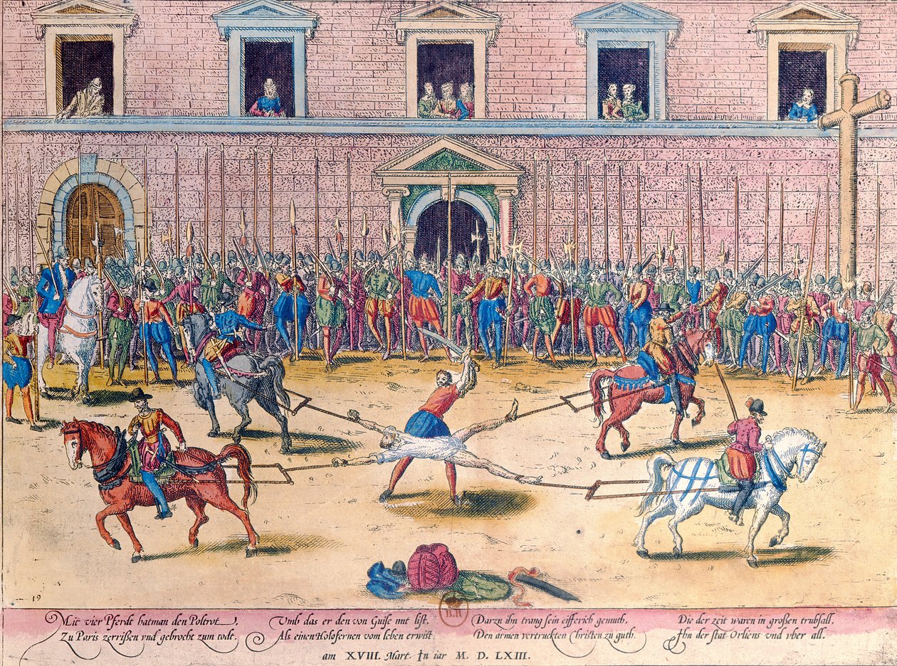 Jean de Poltrot, Sieur de Mere kivégzése 1563. március 18-án. alkotó: Franz Hogenberg