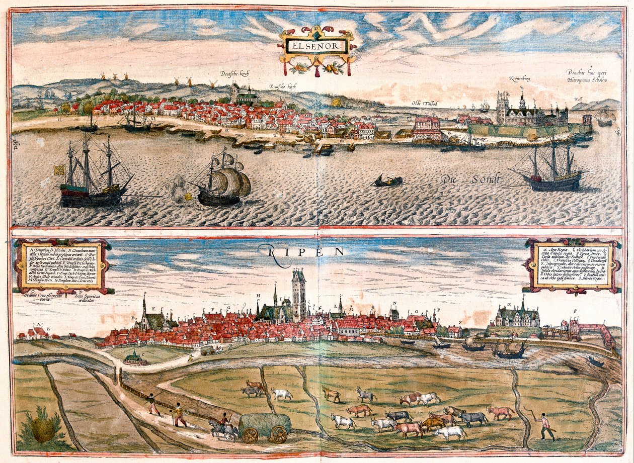 Helsingor és Ribe, Dánia (metszet alkotó: Franz Hogenberg