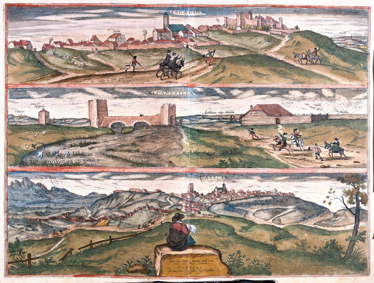 A paloták és a Villafranca - Alcantara - Cabecas, Spanyolország (metszet alkotó: Franz Hogenberg
