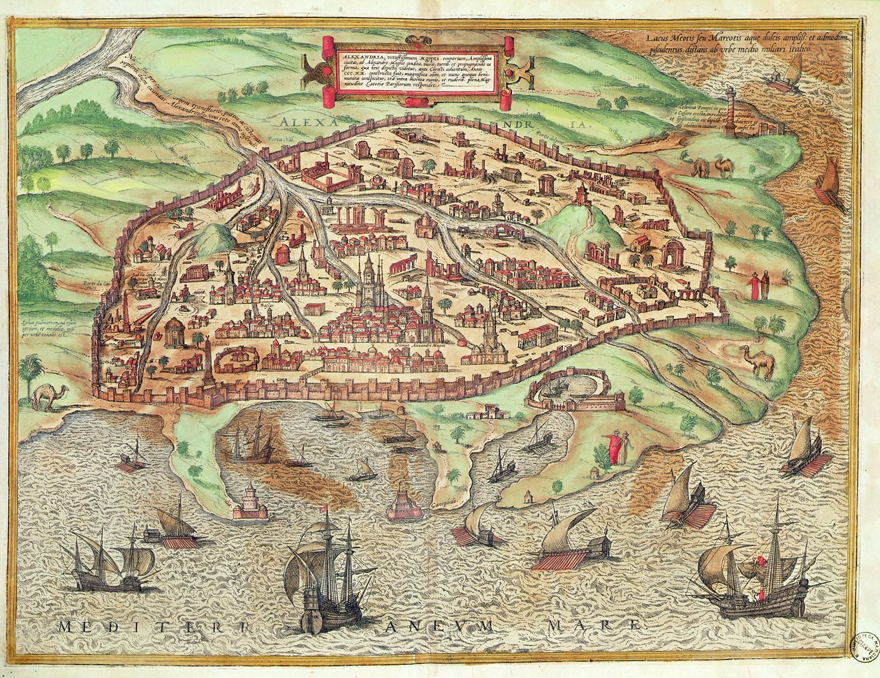 Alexandria térképe a "Civitates Orbis Terrarum Coloniae Agrippinae" című műből, 1572. alkotó: Franz Hogenberg