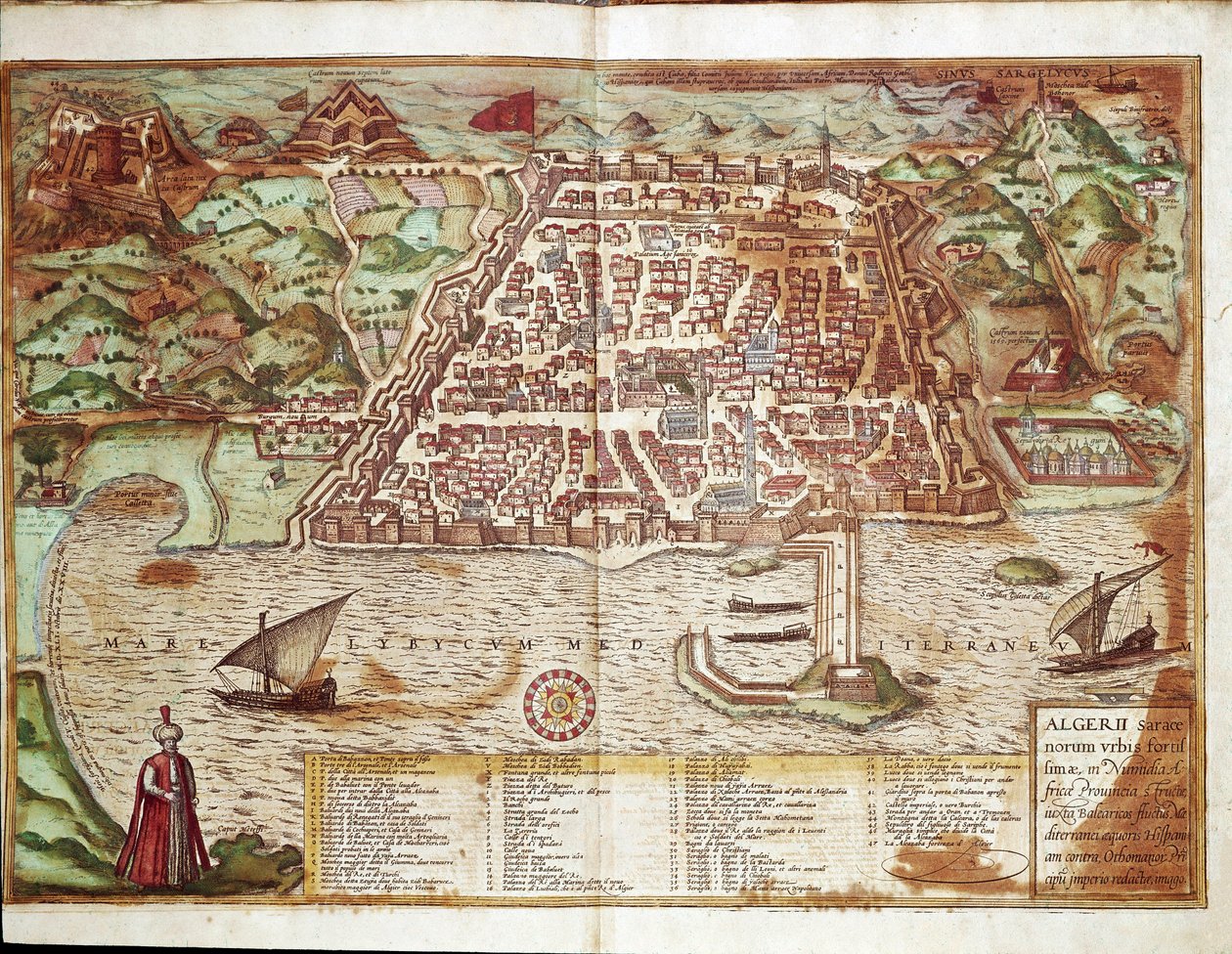 Algír térképe - Algéria (metszet alkotó: Franz Hogenberg