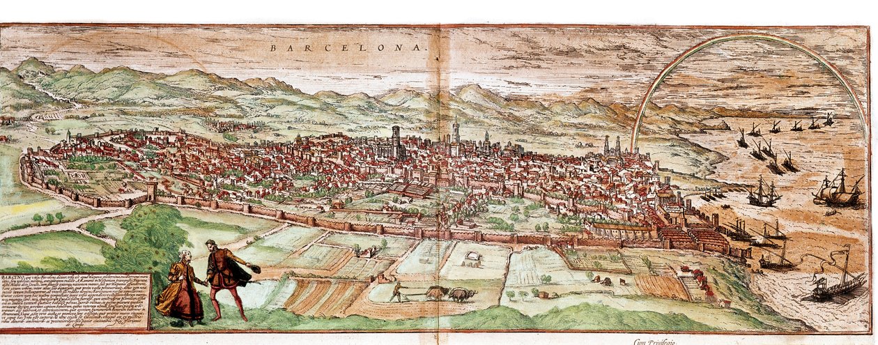 Barcelona térképe - Spanyolország (metszet alkotó: Franz Hogenberg