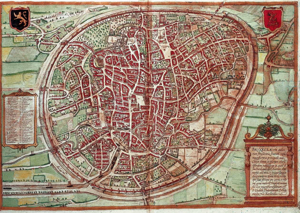 Bruxelles térképe - Belgium (metszet alkotó: Franz Hogenberg