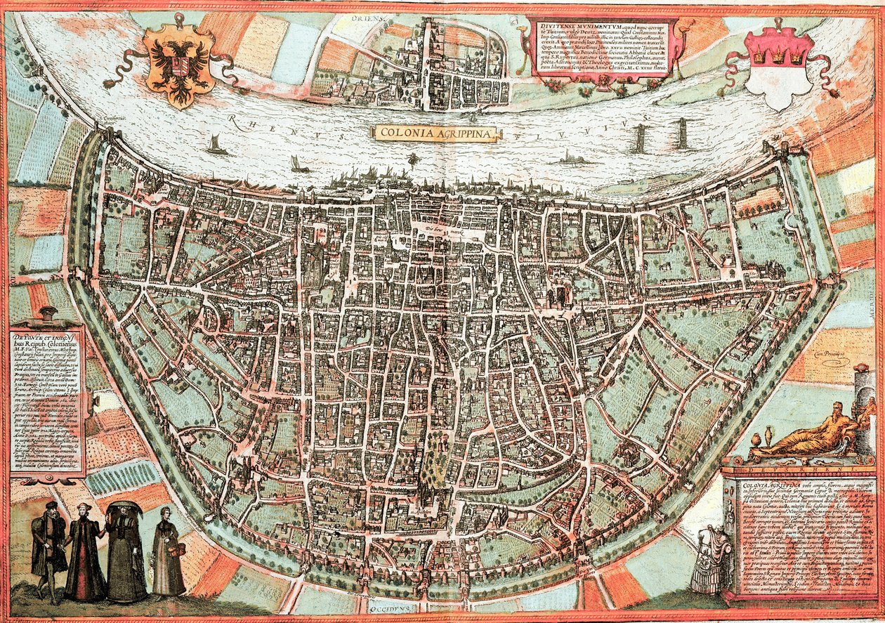 Köln térképe - Németország (metszet alkotó: Franz Hogenberg