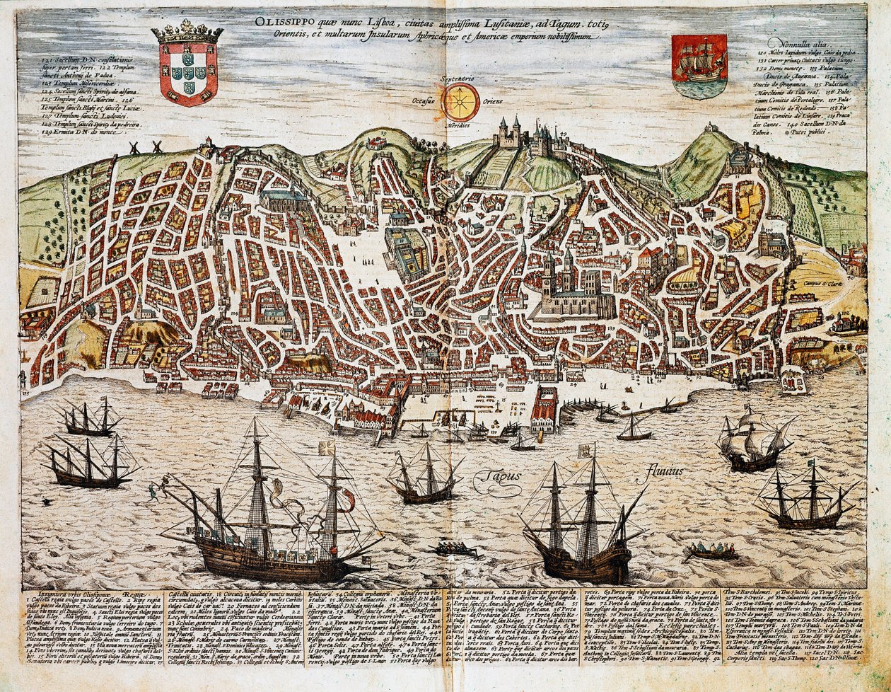 Lisszabon térképe - Portugália (metszet alkotó: Franz Hogenberg