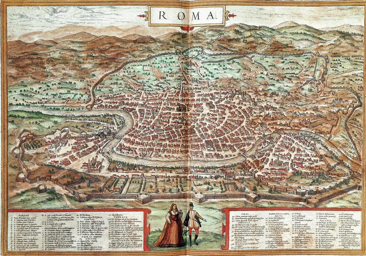 Róma térképe (metszet alkotó: Franz Hogenberg