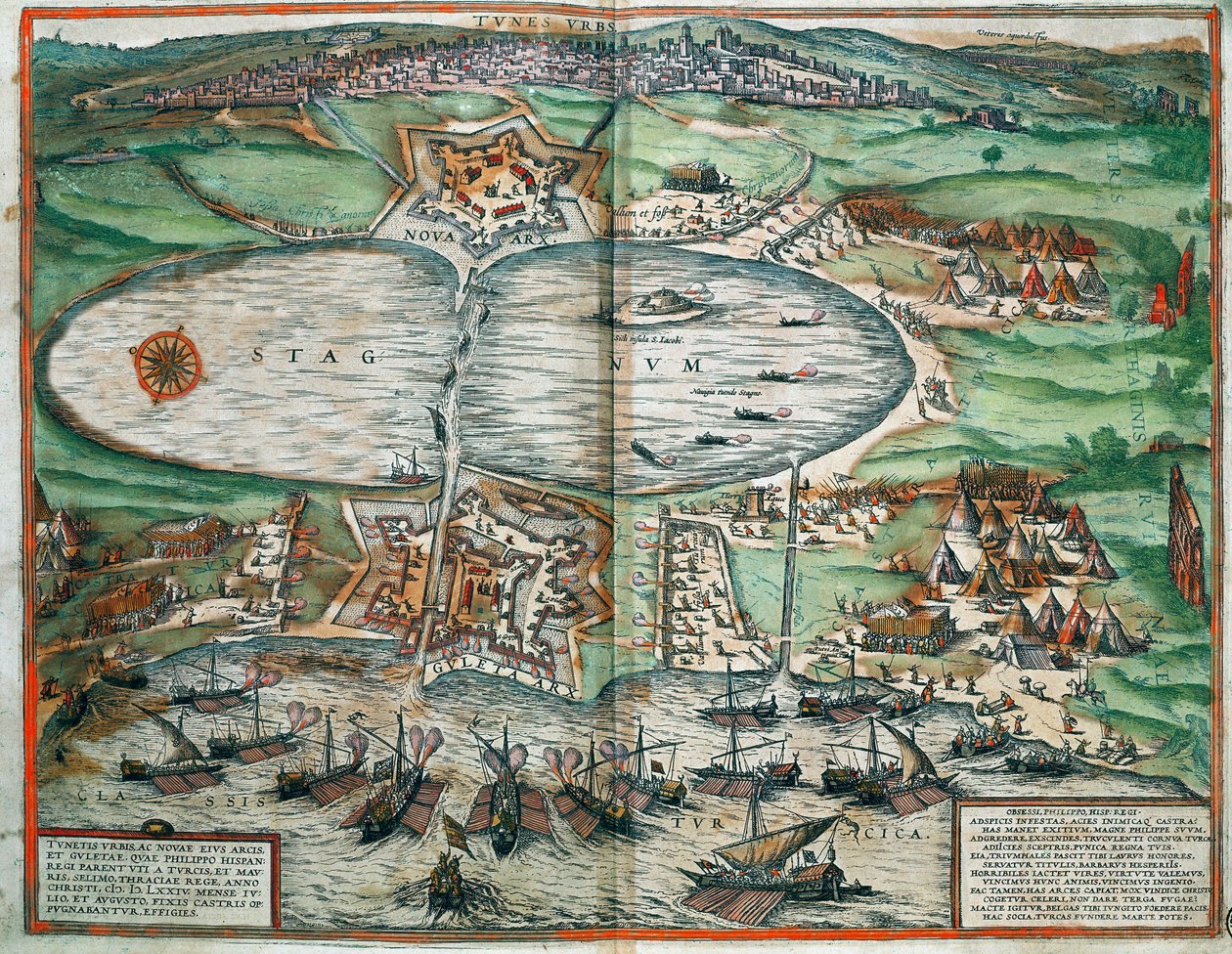 Tunisz térképe, Tunézia (metszet alkotó: Franz Hogenberg