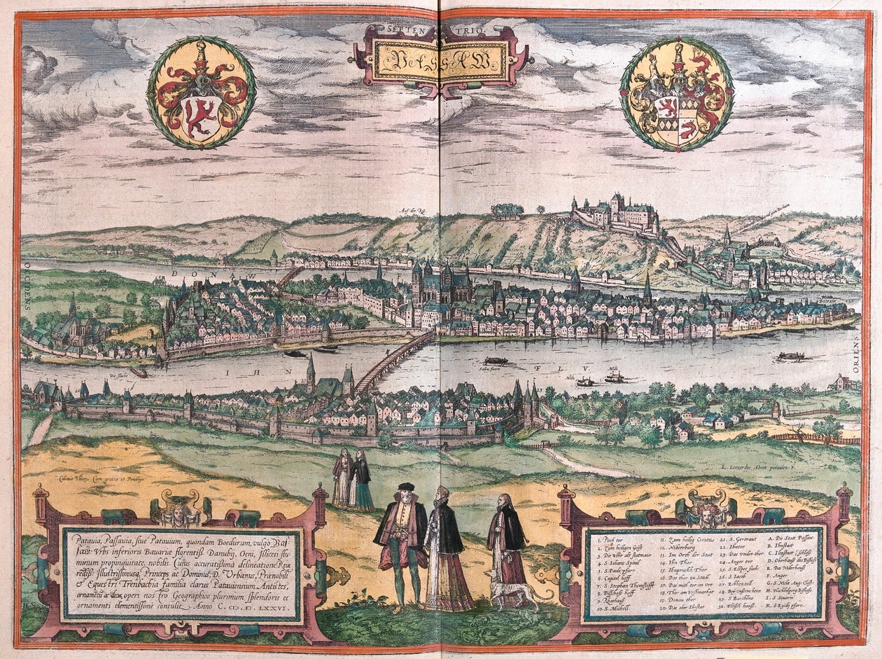 Passau, Németország (metszet alkotó: Franz Hogenberg