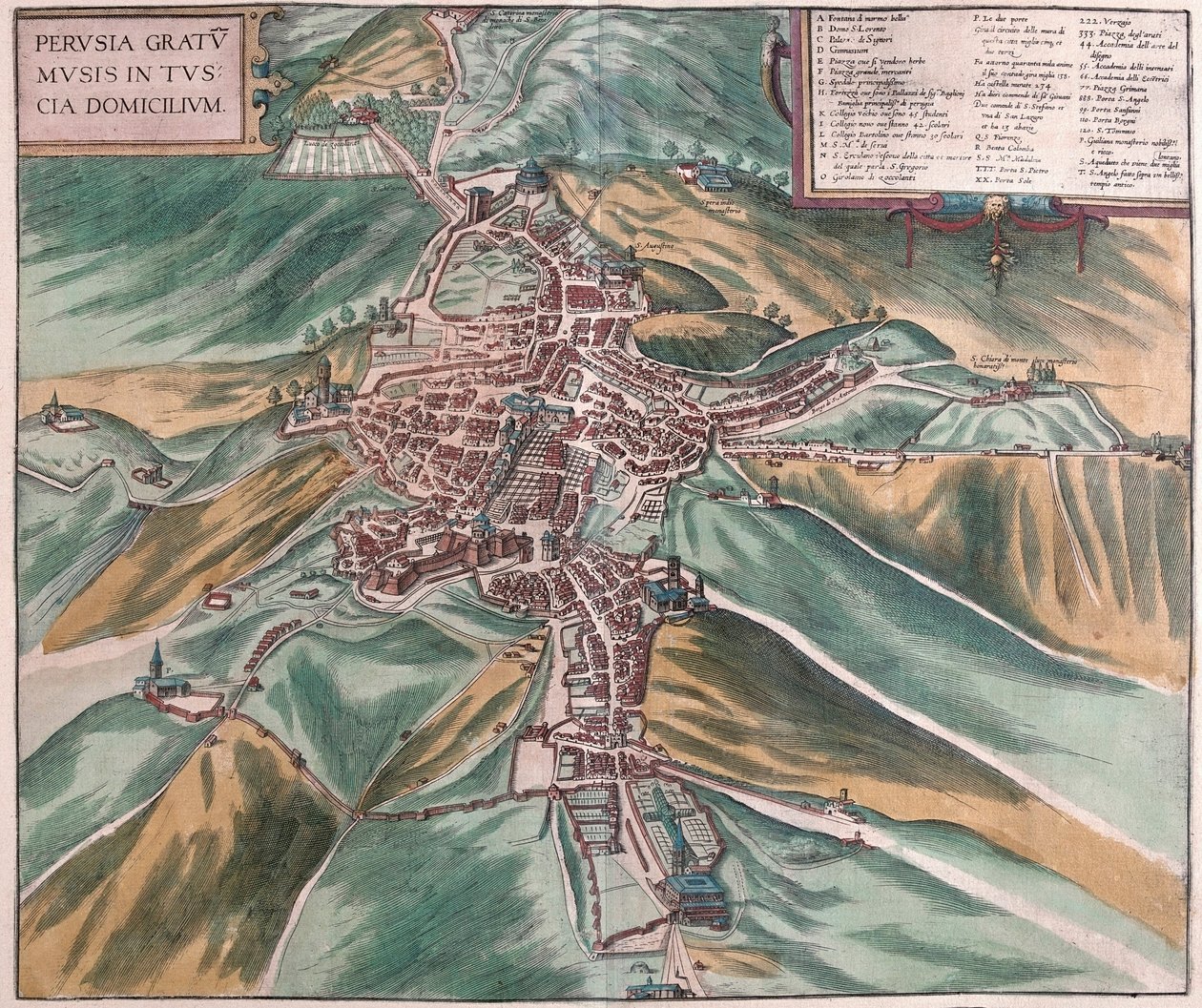Perugia, Olaszország (metszet alkotó: Franz Hogenberg