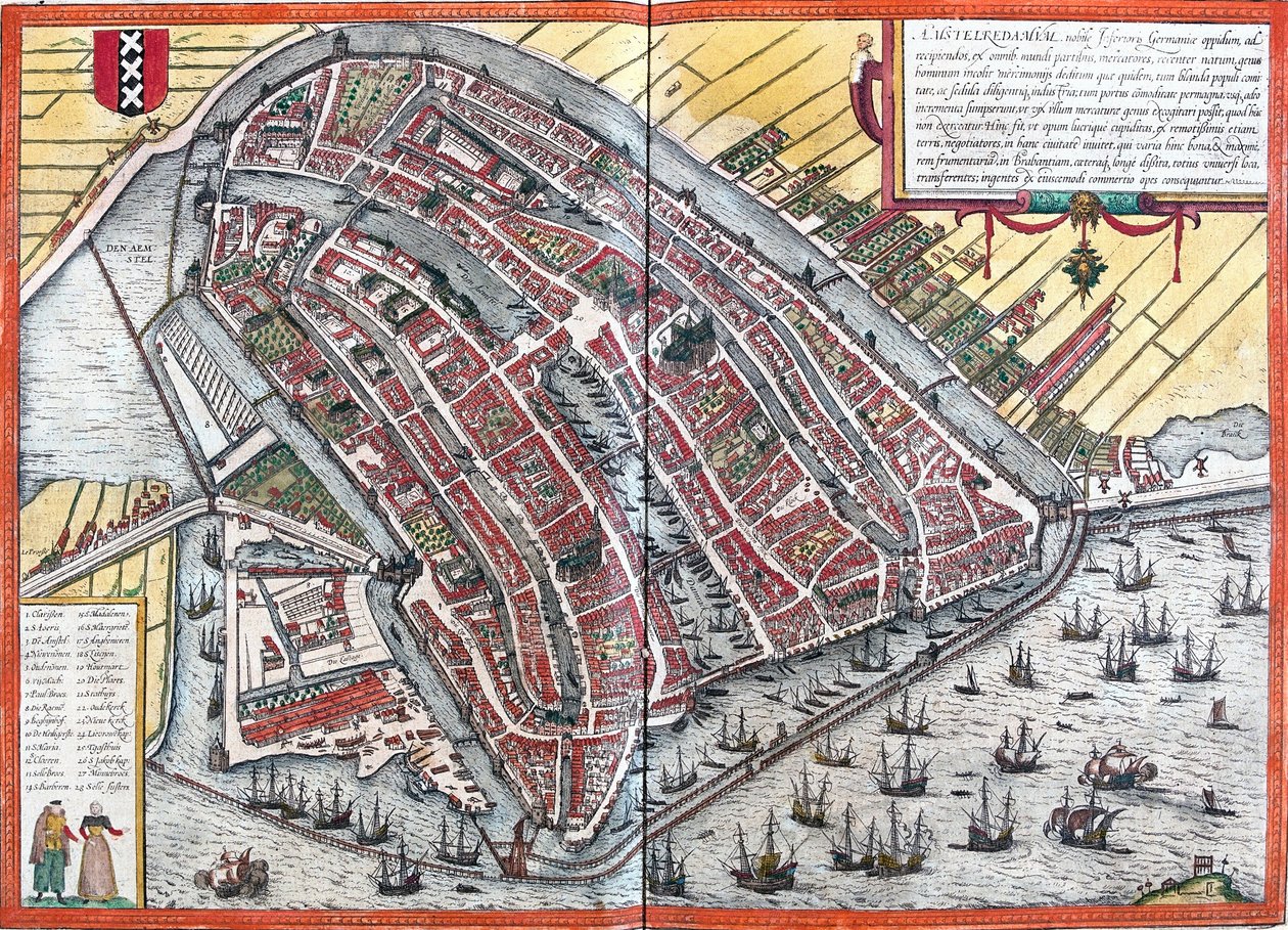 Amszterdam terve (Amstelredamum), Hollandia (rézkarc alkotó: Franz Hogenberg