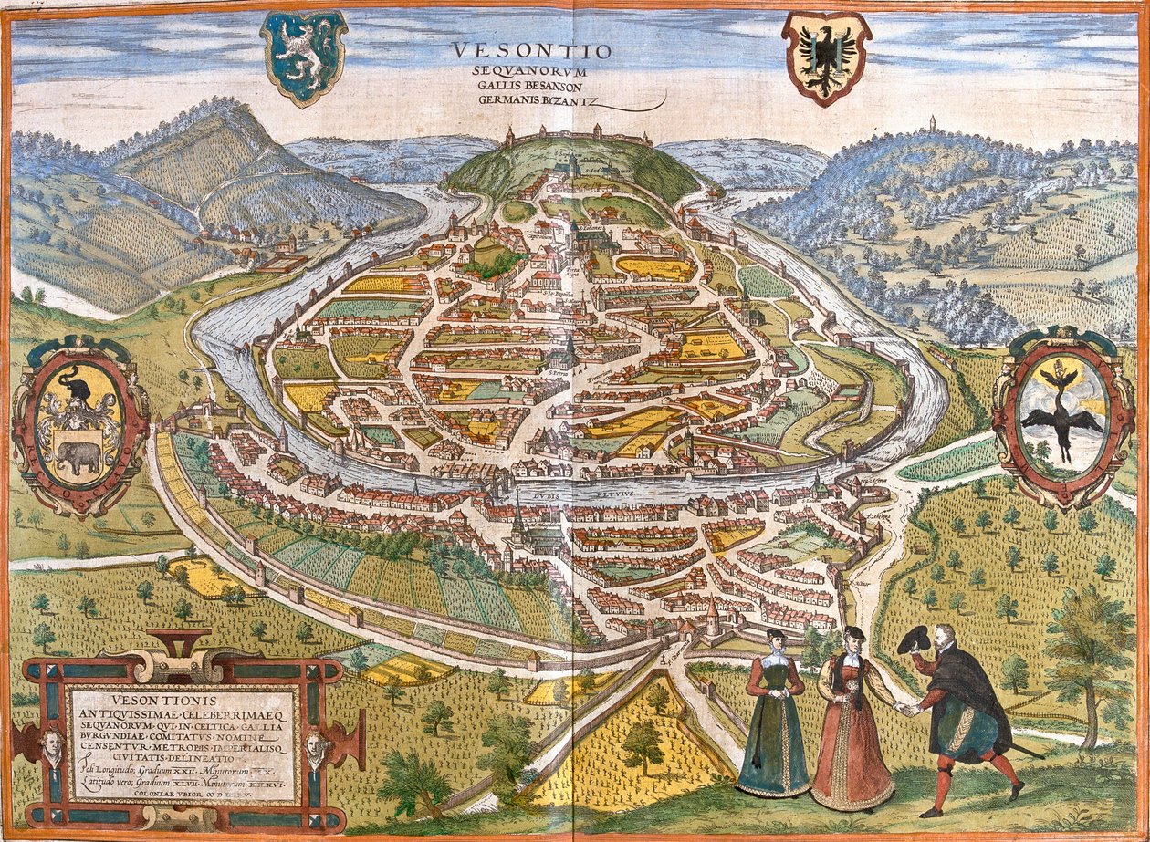 Besancon (Vesontio) terve, Franciaország (rézkarc alkotó: Franz Hogenberg