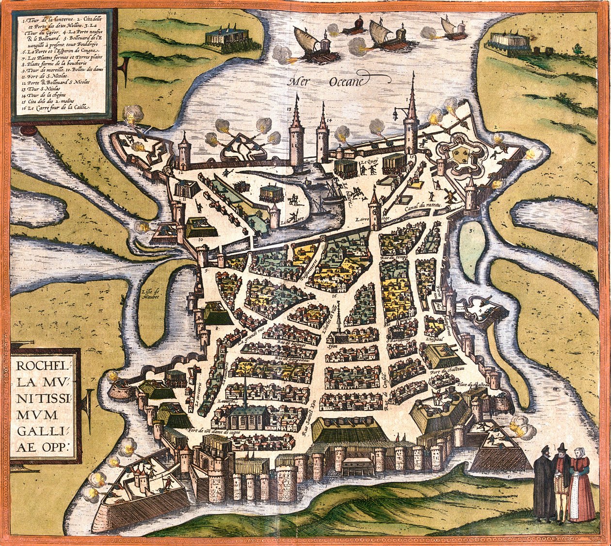 La Rochelle terve (Rochella), Franciaország (rézkarc alkotó: Franz Hogenberg