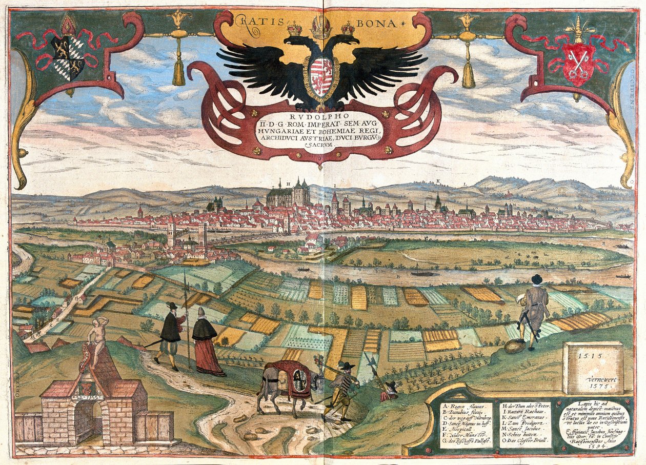 Regensburg II. Rudolf császár címerével, Németország alkotó: Franz Hogenberg