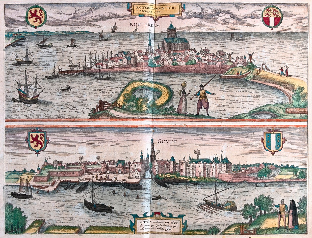 Rotterdam és Gouda, Hollandia (metszet alkotó: Franz Hogenberg
