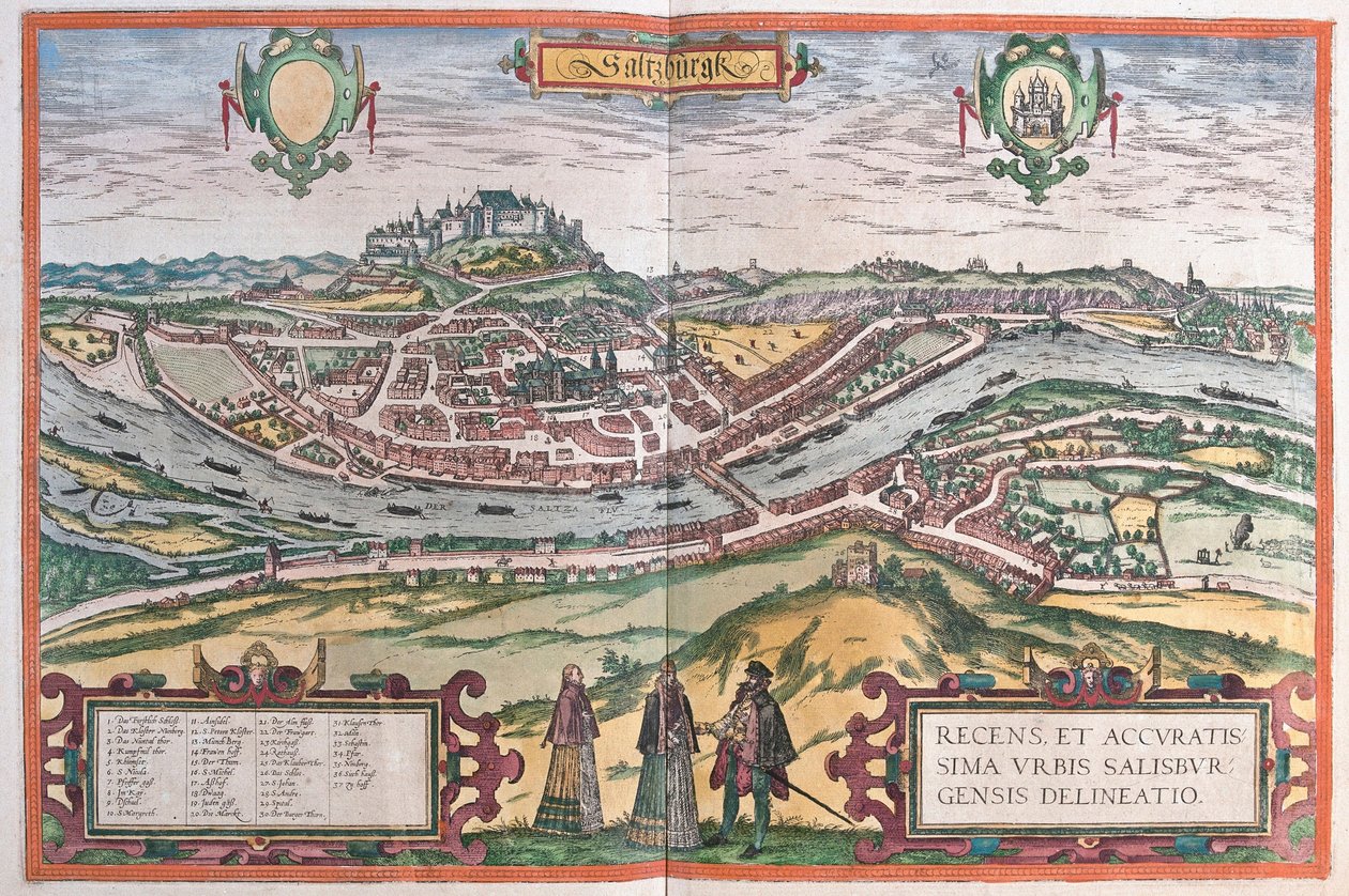 Salzburg, Ausztria (metszet alkotó: Franz Hogenberg