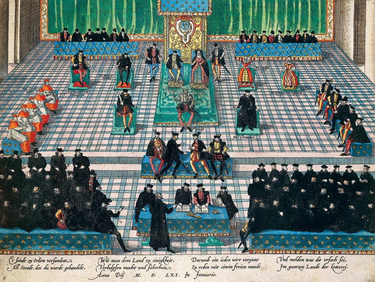 Az államfők ülése Orléans-ban, 1561. január, metszet: Franz Hogenberg (1535-1590), Franciaország alkotó: Franz Hogenberg
