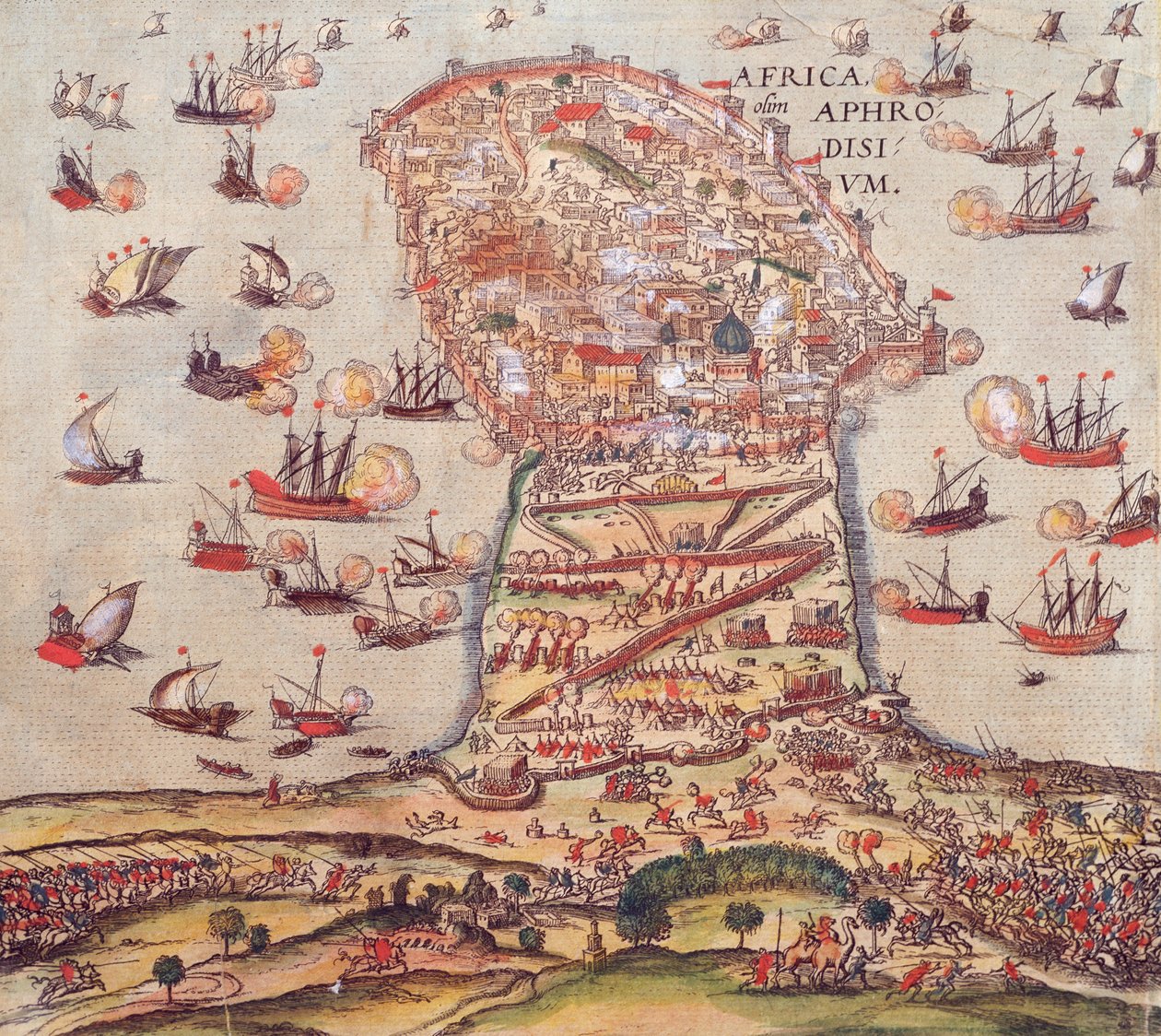 Az oszmán Corsair Khayr al-Din Barbarossa V. Károly hadserege ellen, Franz Hogenberg alkotó: Franz Hogenberg