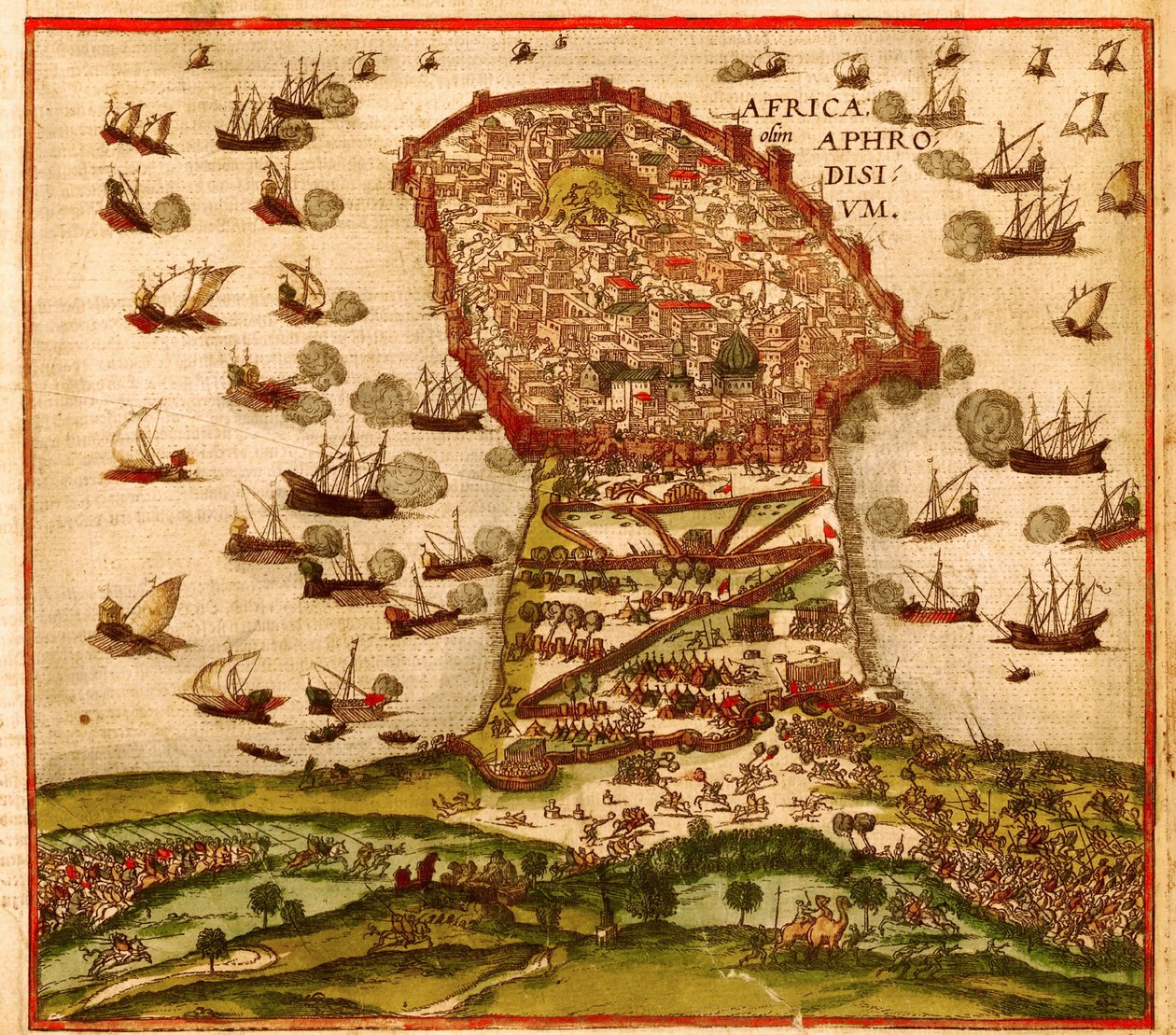 Az oszmán korzár Khayr al-Din Barbarossa V. Károly hadserege ellen, Franz Hogenberg alkotó: Franz Hogenberg