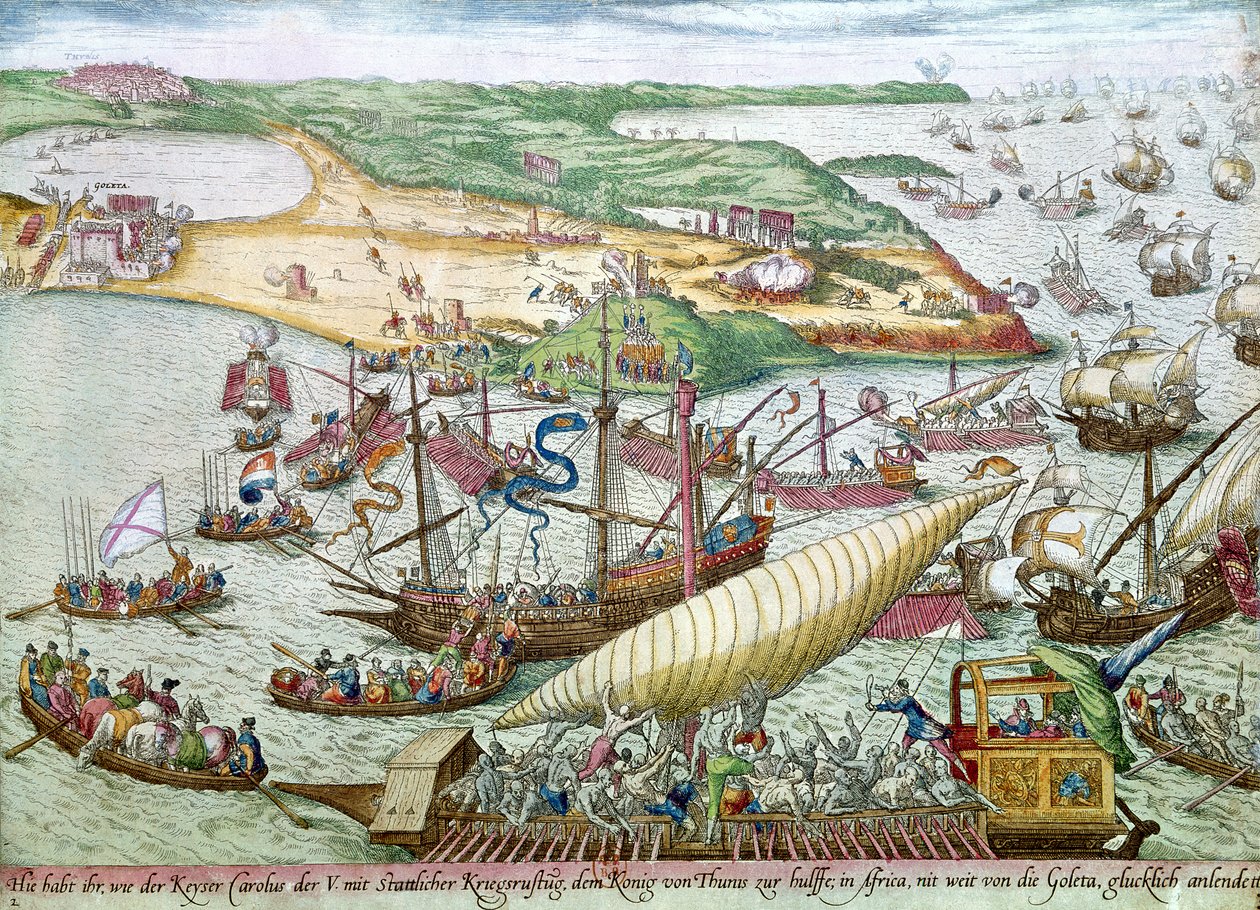 Tunisz ostroma vagy La Goulette V. Károlytól 1535-ben alkotó: Franz Hogenberg
