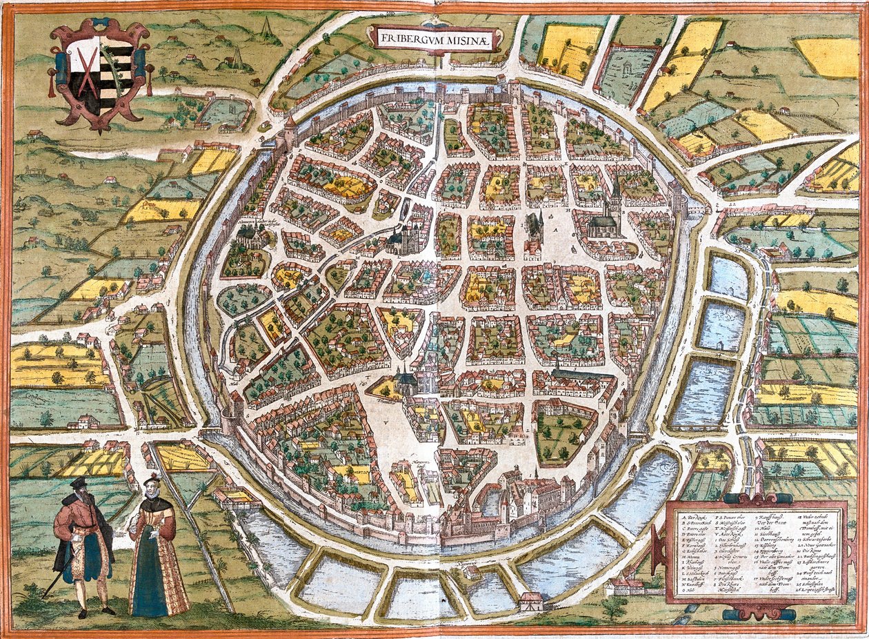 Freiberg várostérképe (Fribergum Misinae), Németország (rézkarc alkotó: Franz Hogenberg