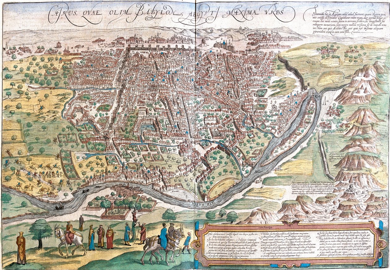 Kilátás Kairóra (Cairus) Egyiptomra (rézkarc alkotó: Franz Hogenberg