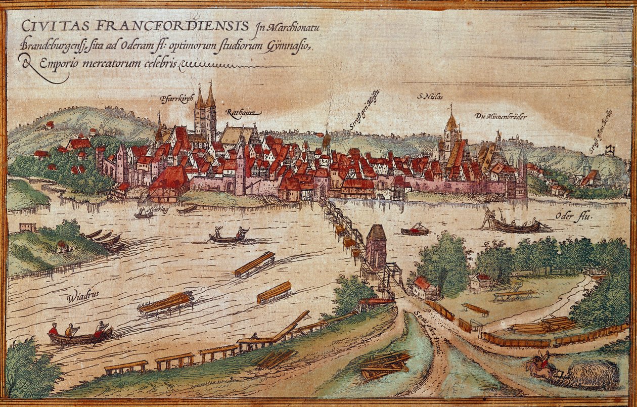 Kilátás Frankfurt am Mainra, Németország (metszet alkotó: Franz Hogenberg