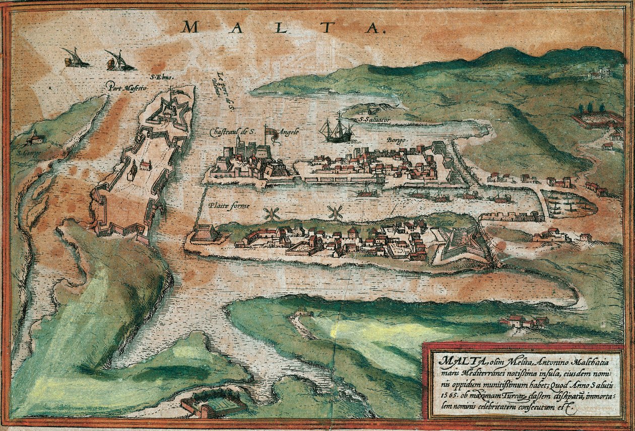 Kilátás Máltára (metszet alkotó: Franz Hogenberg