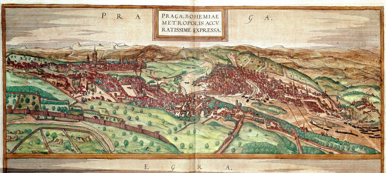 Prágai kilátás (metszet alkotó: Franz Hogenberg