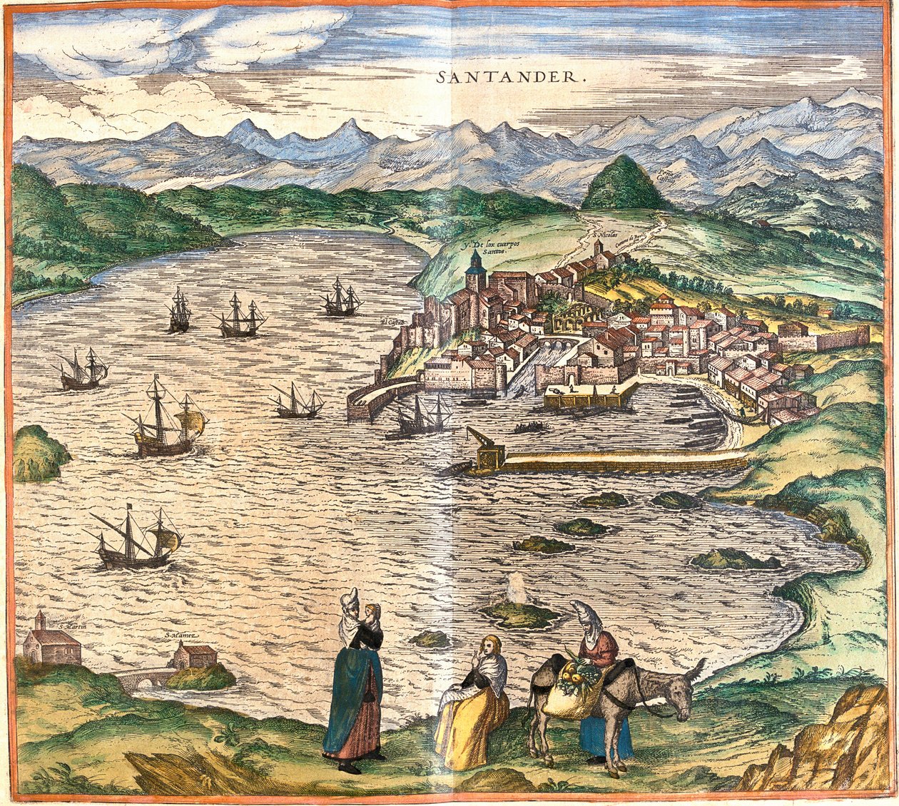 Kilátás Santanderre, Spanyolország (rézkarc alkotó: Franz Hogenberg