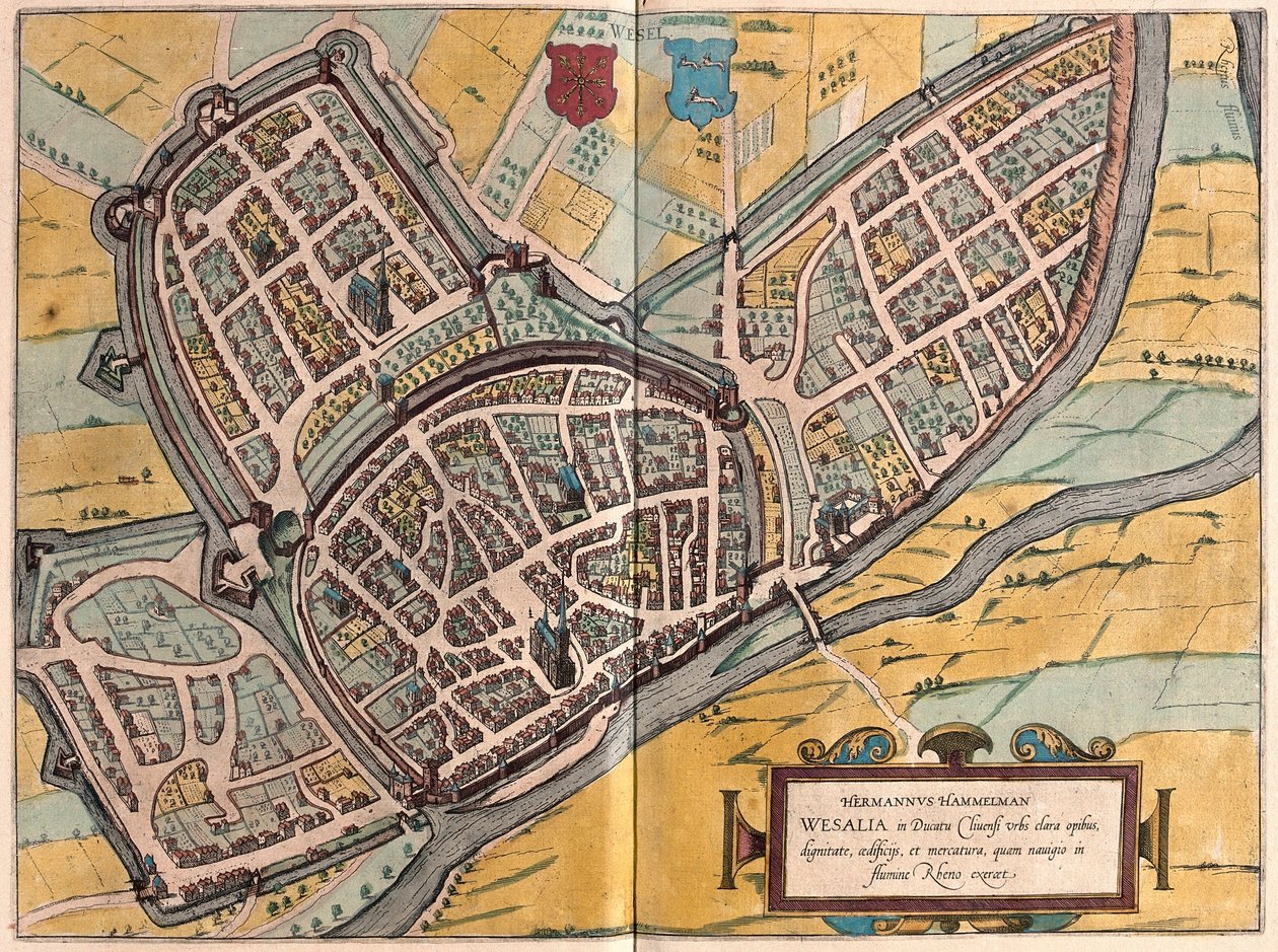 Wesel Észak-Rajna-Vesztfáliában, Németországban (metszet alkotó: Franz Hogenberg