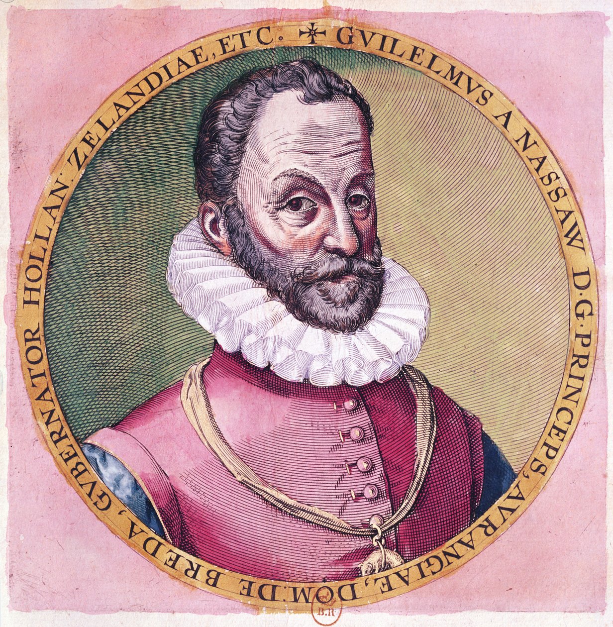 I. Vilmos (1533-84) „A néma”, narancssárga herceg (színes metszet) alkotó: Franz Hogenberg